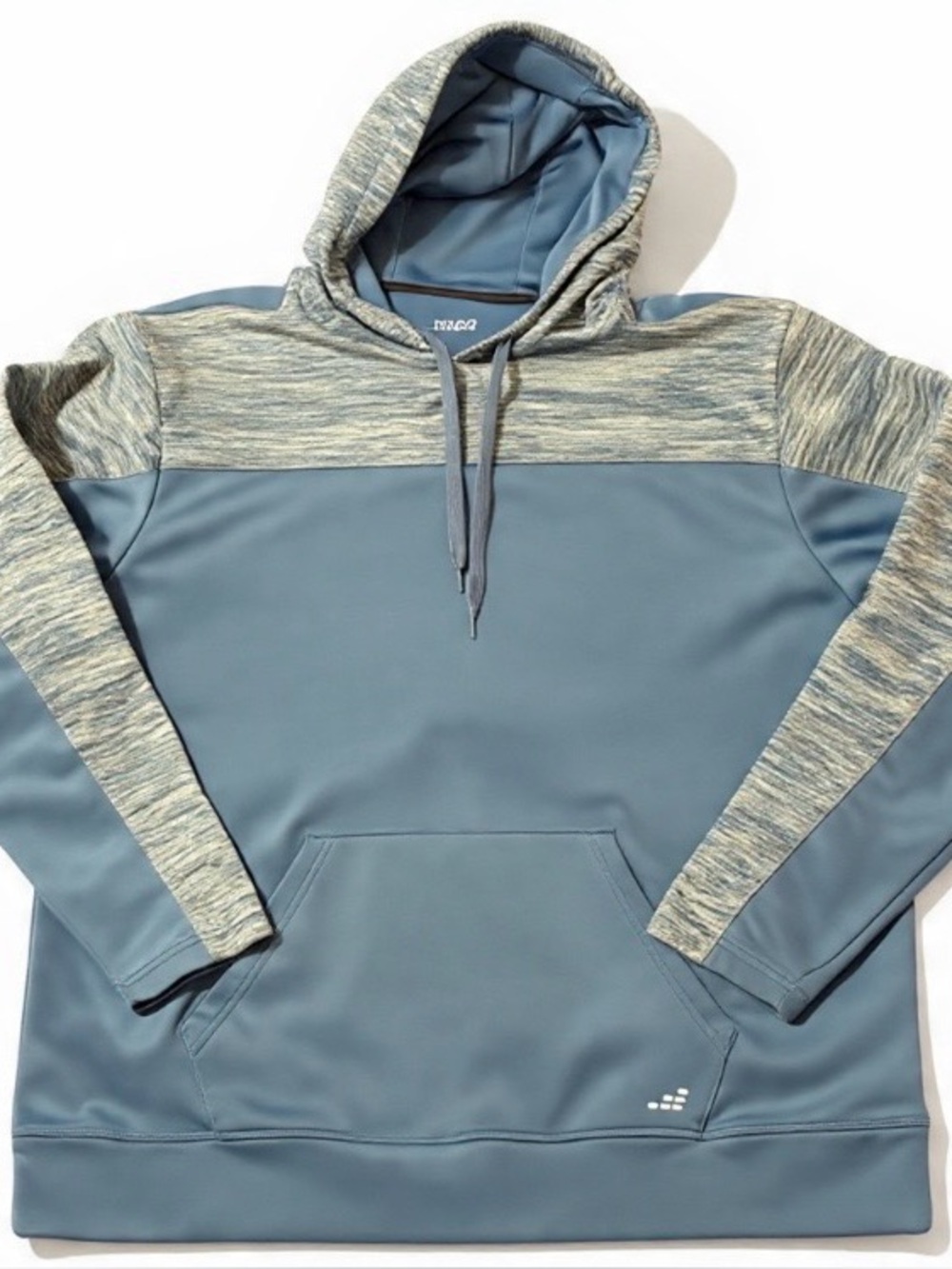 BCG Mens 2XL Blue Gray Fleece Hoodie Pullover Kangaroo Pocket Athletic